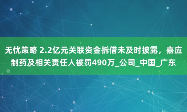无忧策略 2.2亿元关联资金拆借未及时披露，嘉应制药及相关责任人被罚490万_公司_中国_广东